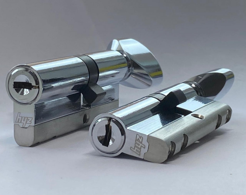 Цилиндр для замка с вертушкой и ключами HYZ 80 мм (35х10х35) латунь 4 класс хром Китай